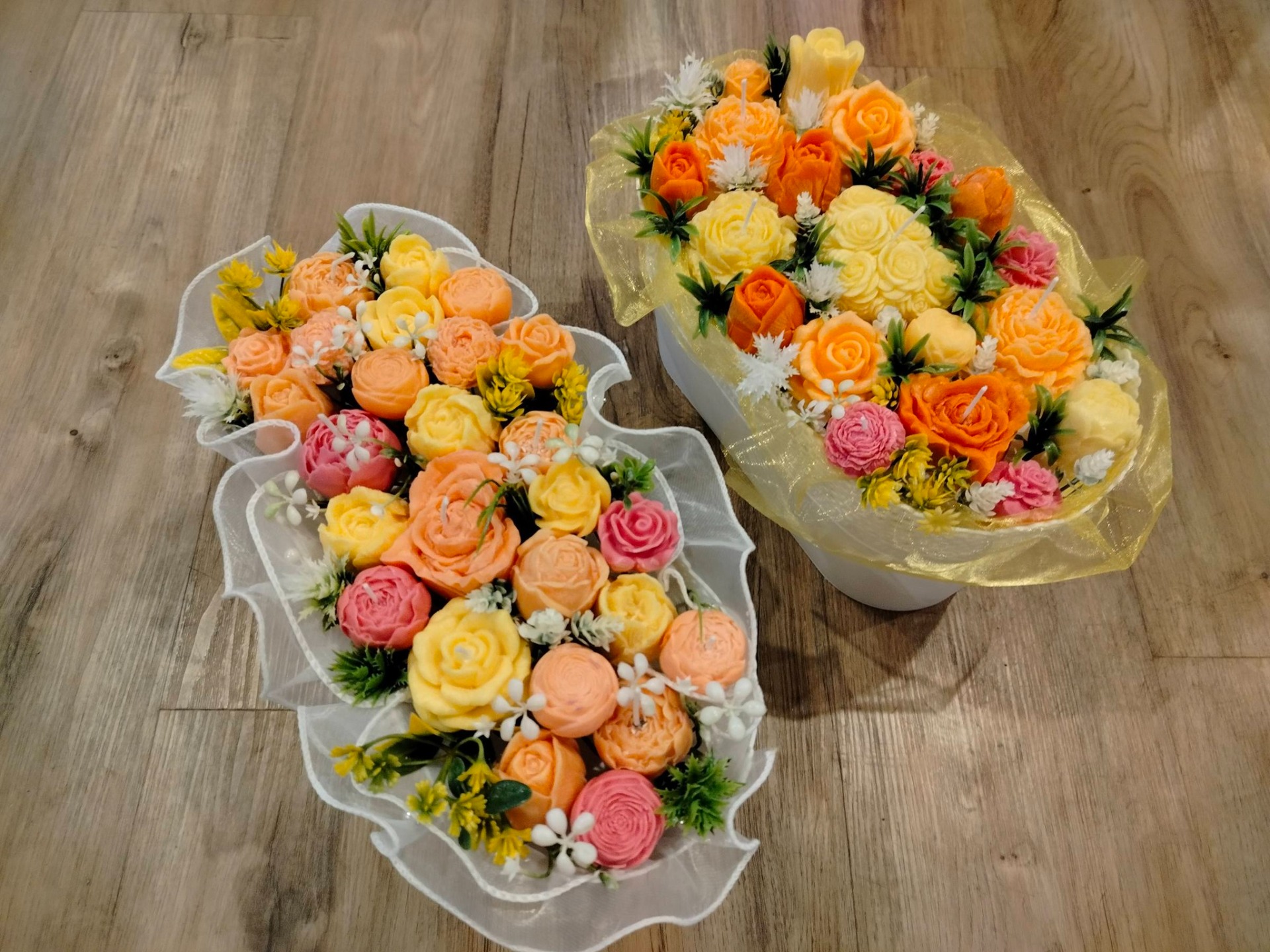 Květinové kytice ze svíček