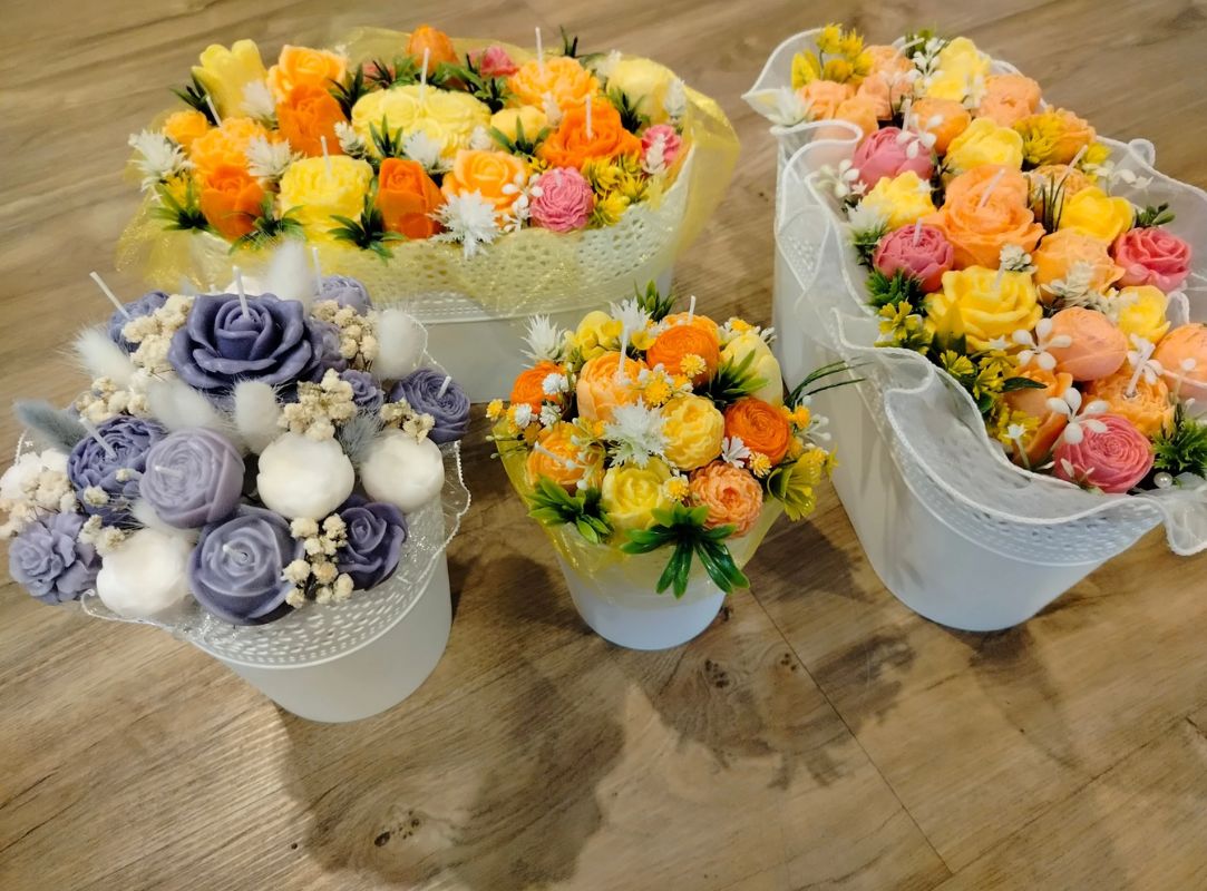 Květinové kytice ze svíček 